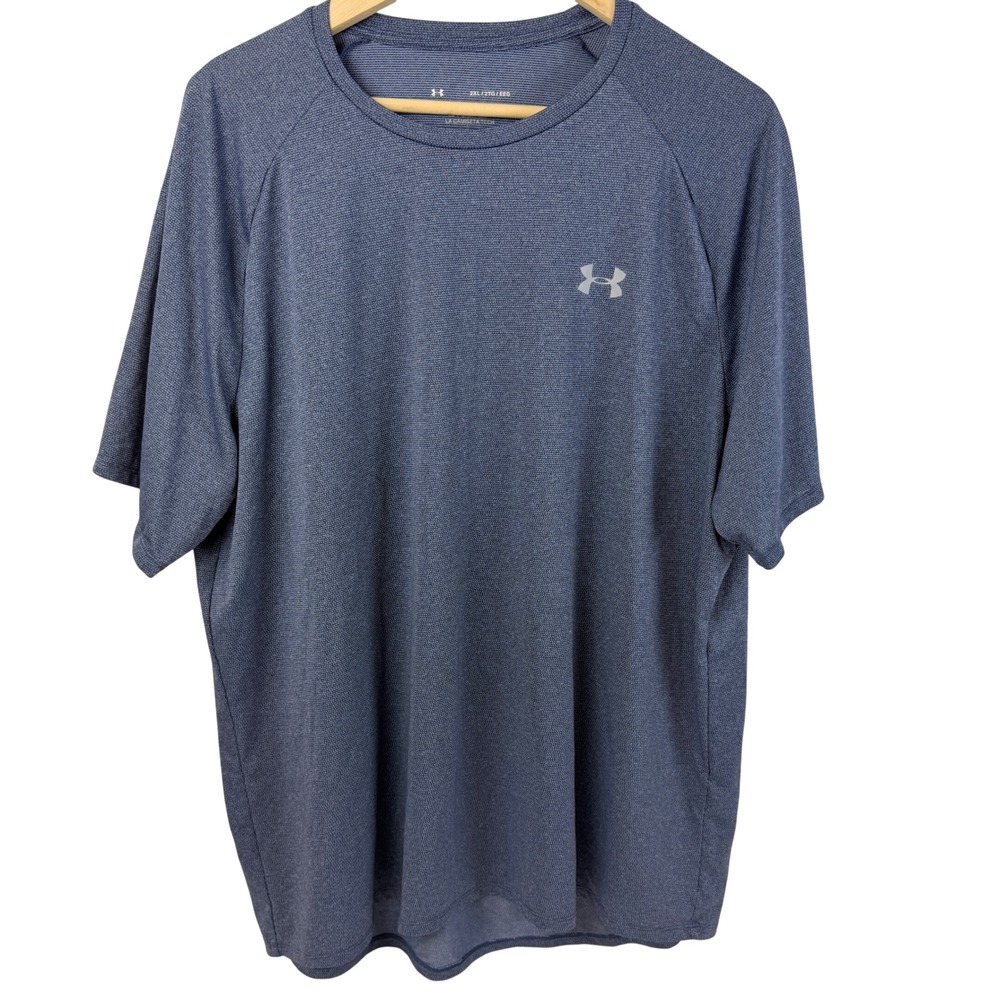 Under Armour The Tech Tee Blue Heather Short Sleeve Shirt Mens 2XL Loose